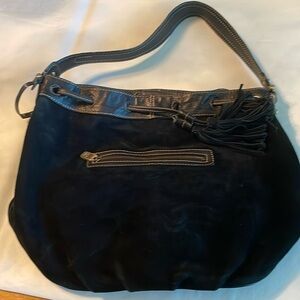 Liz Claiborne hobo bag black leather and suede